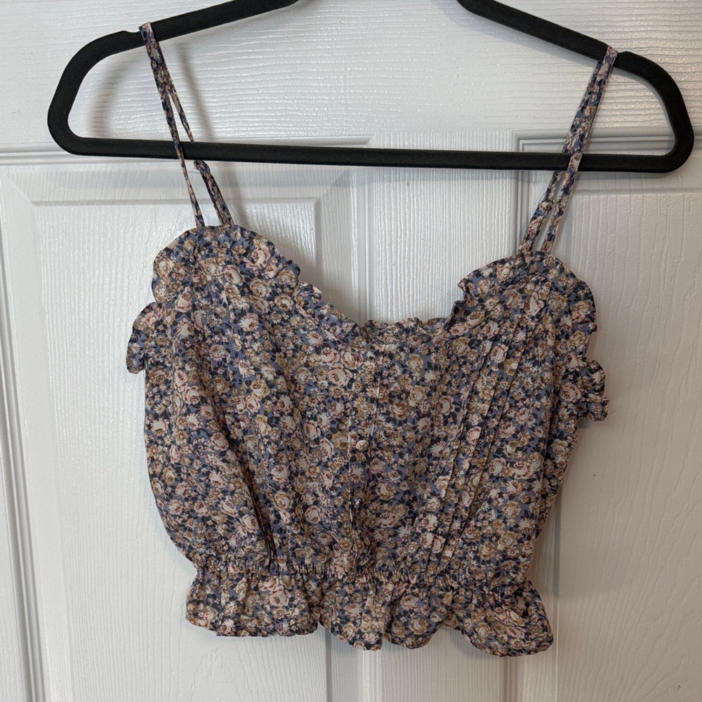 Floral Spaghetti Strap Crop Top
